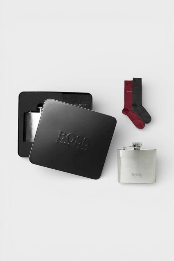 Hugo Boss Gift Set - Two Pairs of Socks and Hip Flask