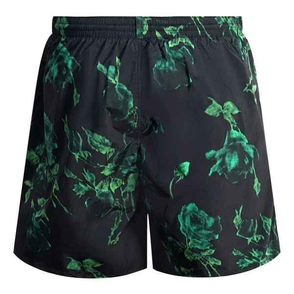 Dsquared2 Green Floral All Over Design Swim Shorts - Black