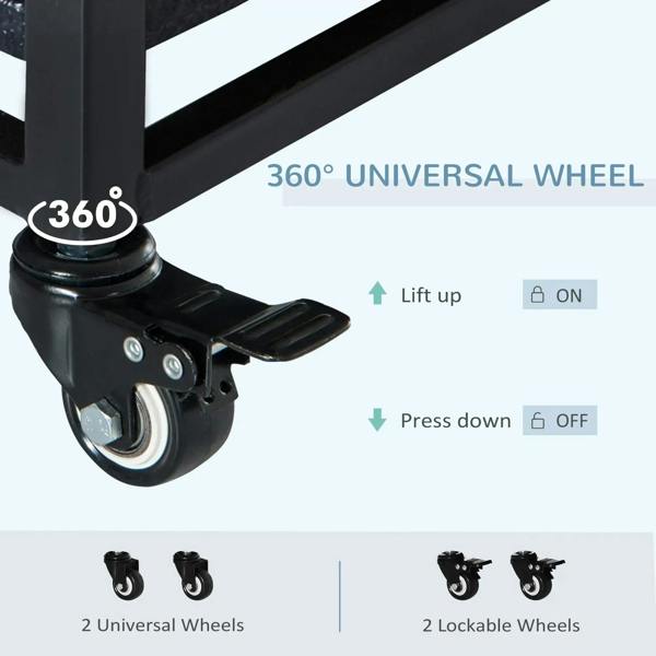Black 360 universal wheel with lift-up and press-down locking mechanism