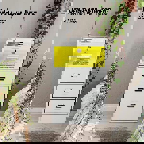 Levede Bedside Table Nightstand USB Charger Outlet RGB LED 3 Drawers Storage