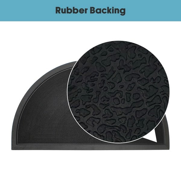 JVL Sesia Black Rubber Stud Half Moon Outdoor Scraper Doormat, 40x70cm