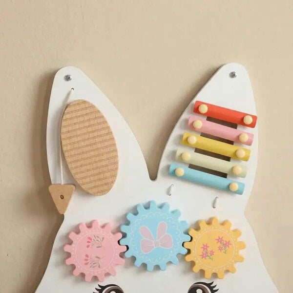 Bobobiy Easter Bunny Busy Board Panels, Montessori Wall-Mounted Toddler Learning Activity Centre for Living Room Kids Room White