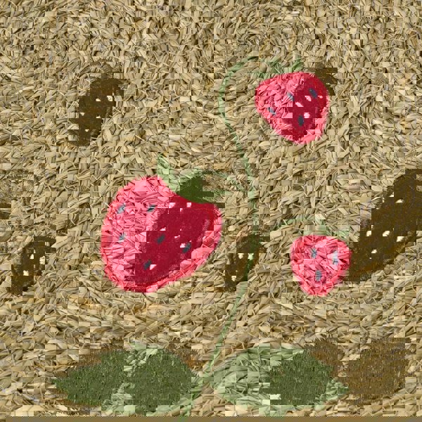 HOMESCAPES Round Strawberry Bulrush Placemats, Set of 2