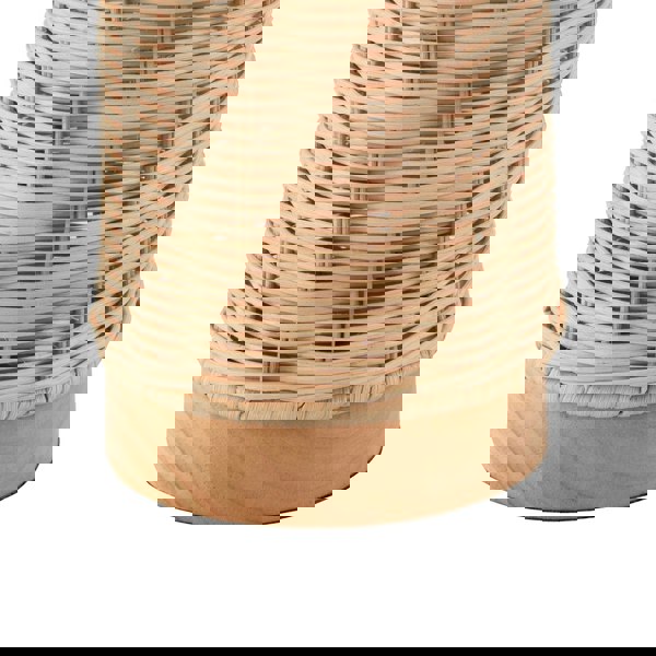 Traditional Natural Woven Rattan Table Lamp with Rubber Wood Base Image 3