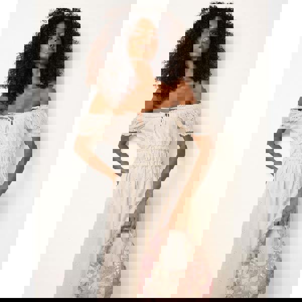 Blue Vanilla Embellished Floral Hobo Bag