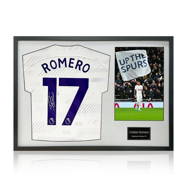 Cristian Romero Signed Tottenham Hotspur Shirt Classic Frame