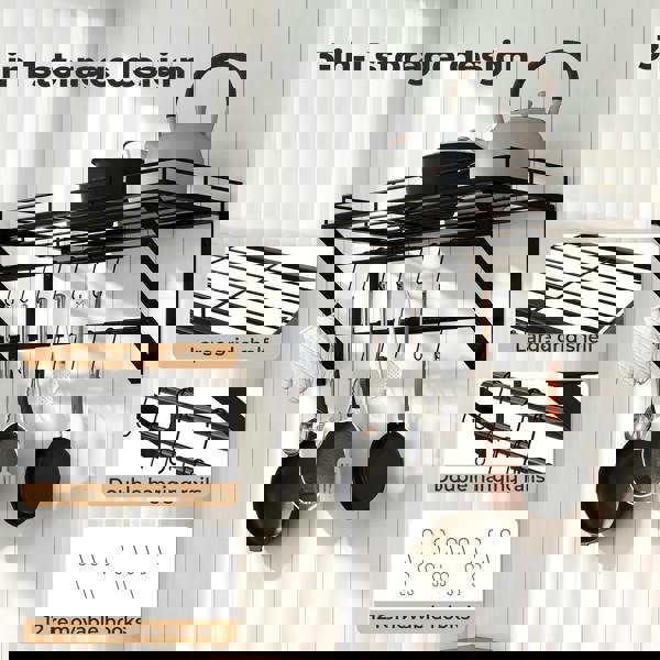 Toque Wall Mounted Pot Pan Rack Multipurpose Utensil Rail Holder Shelf 12 Hooks