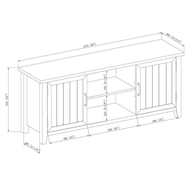 Centurion Supports RANCH Walnut Dual Compartment Storage 6-Shelf up to 65" Flat Screen TV Cabinet