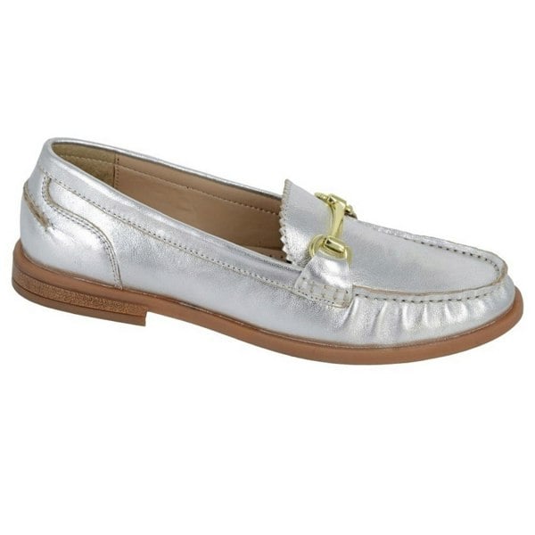 Cipriata Womens/Ladies Nicolosa Leather Saddle Loafers - Silver