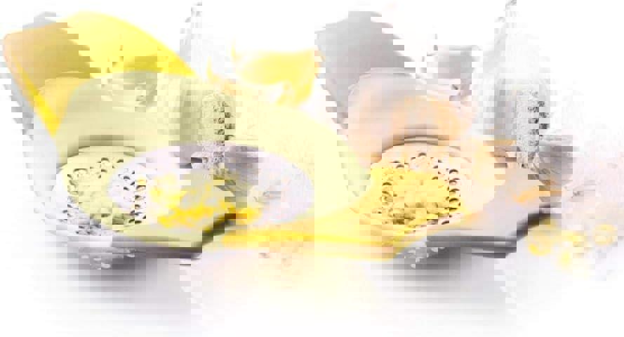 CALITEK Garlic Press Rocker Crusher Mincer Stainless Steel with Non Slip Handles Yellow