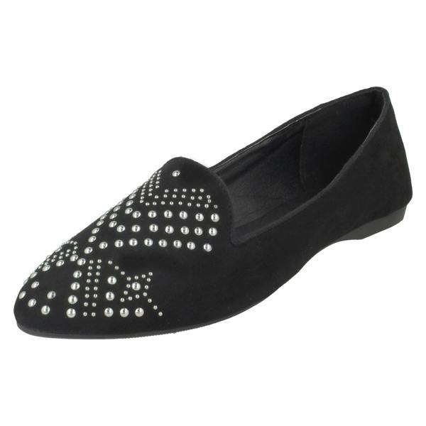 Spot On Ladies Spot On Flat Slipper Cut Ballerinas
