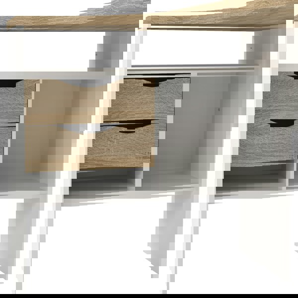 Furniture To Go Function Plus Corner Desk 2 Drawers in White and Oak