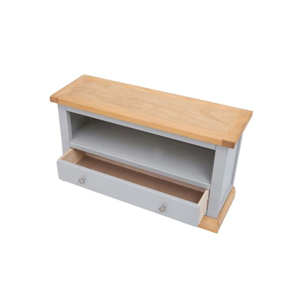 Cabinet Bits Bomporto Light Grey 1 Drawer TV Cabinet Chrome Knob