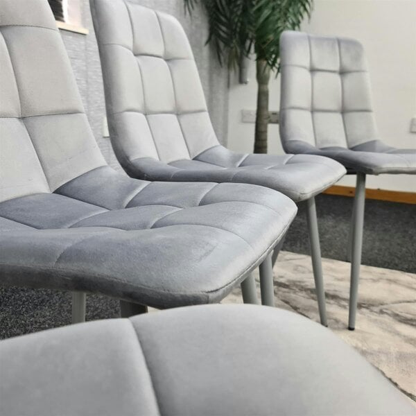 Kosy Koala Dining Chairs Set of 4 Grey Velvet Kitchen Chairs