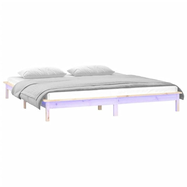 Berkfield LED Bed Frame 140x200 cm Solid Wood