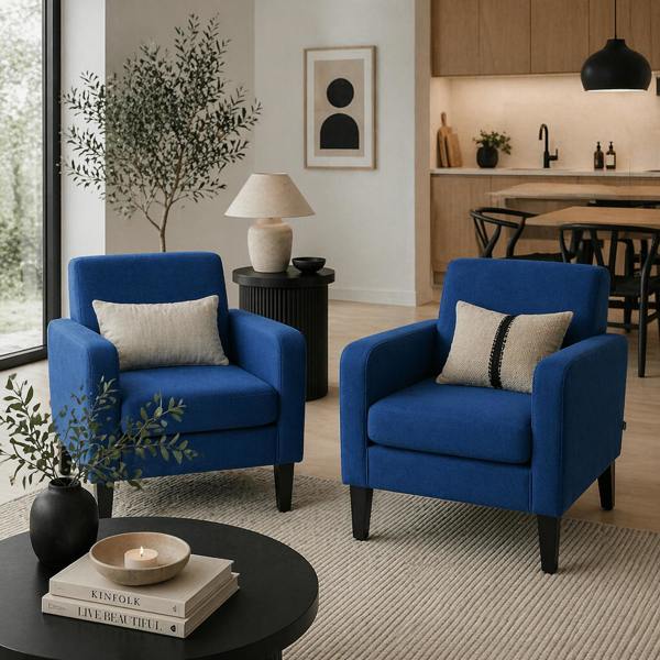 Wyld Haus Lita Ralo Set Of 2 Blue Modern Accent Chairs With Black Legs