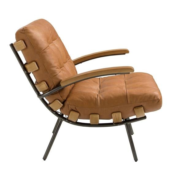Angel Cerdá Brown leather and ash armchair 5153