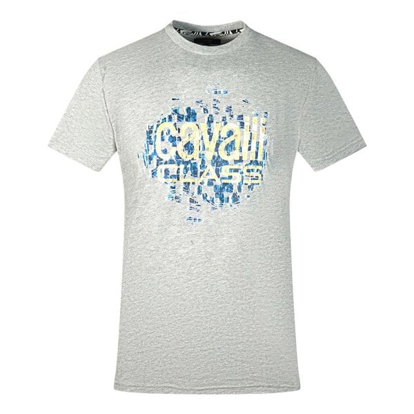 Cavalli Class Gradien Scales Design Logo T-Shirt - Grey