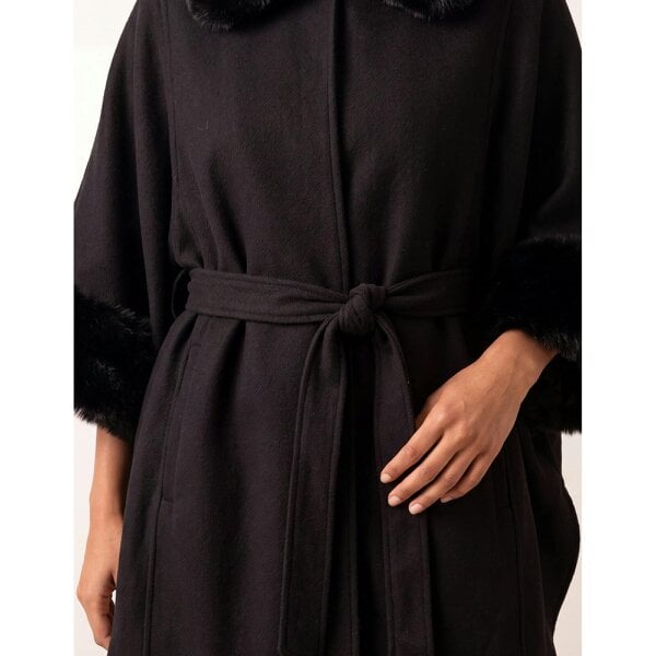 Blue Vanilla Faux Fur Trimmed Cape