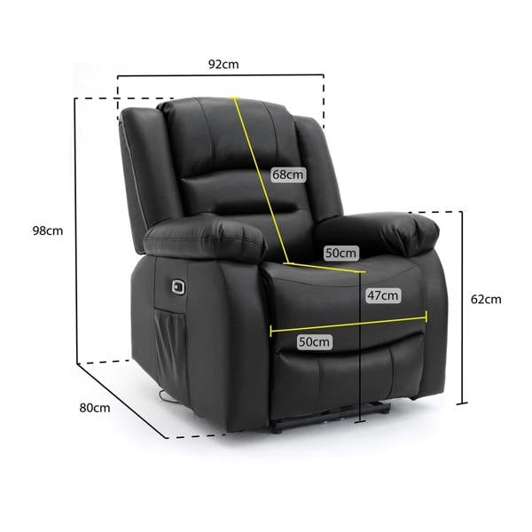Furnishings For Less Arlo Black or Grey Leather Like Electric Reclining Sofa Suite 3 + 2 USB + Drinks Tray