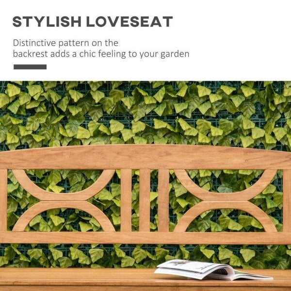 2-Seater Wooden Garden Bench Outdoor Patio Loveseat for Yard, Lawn, Porch, Natural