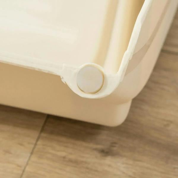 Close-up of beige pet stairs bottom foot and round end cap