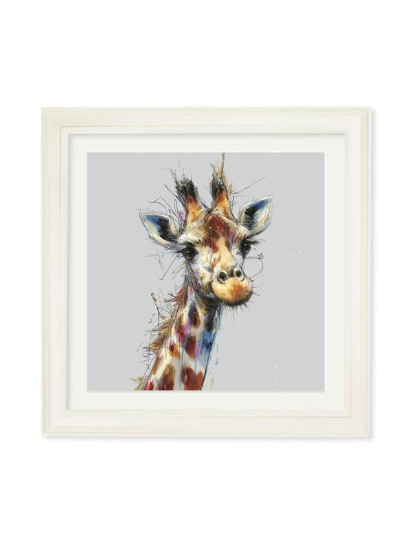 Exceptional Art Tall Giraffe Cosy Sketch - Cream Hurstwood square frame
