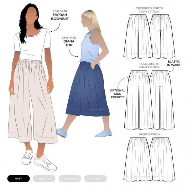 Style Arc Sewing Pattern Rumi Skirt & Pants - Skirts, Trousers for Women - Easy
