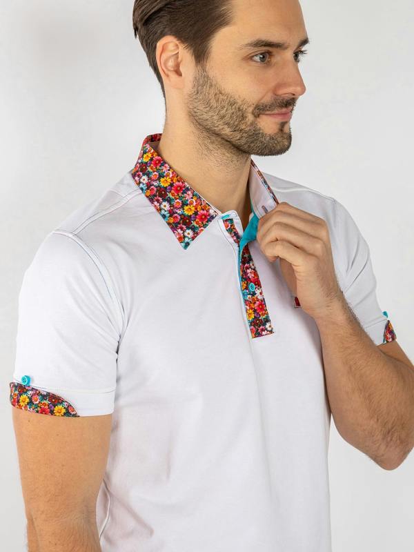 SIGNATURE POLO SHIRT WITH FLORAL INSERT - Claudio Lugli Shirts