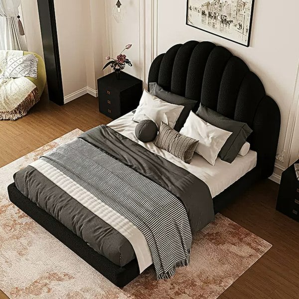 Cassian Small Double Bed, King Size Bed, Flannelette-Weilai Concept-Weilai Concept