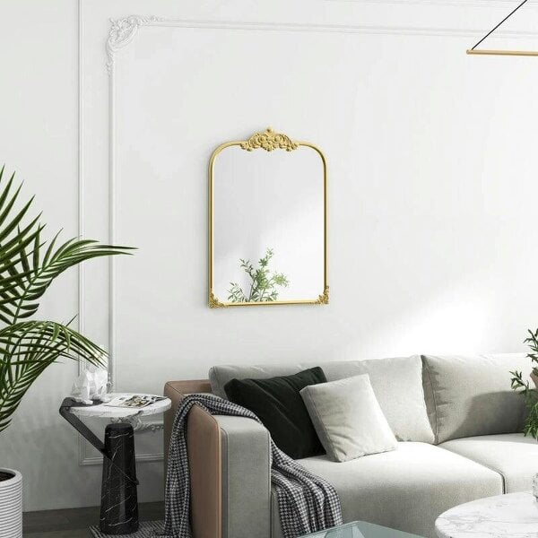 Wall Mirror, Decorative Baroque Mirror with Metal Frame, for Bedroom and Living Room, 60 x 87 cm, Gold Tone - Gold Tone