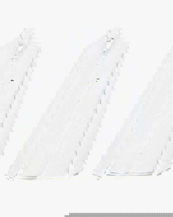 Lacoste Regular Fit Long Sleeve Mens Linen Shirt - White 001