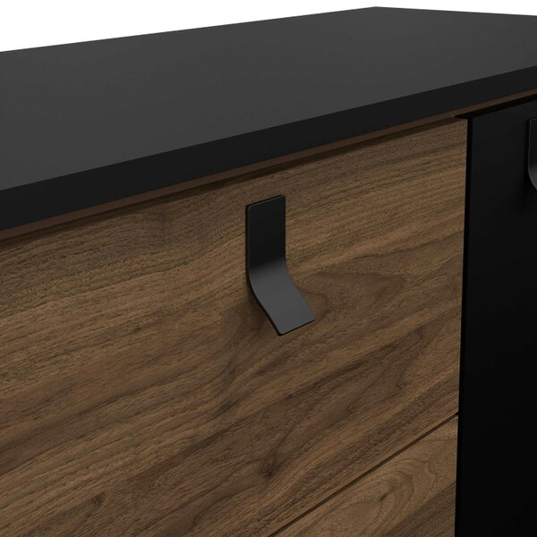 Wyld Haus Juno Black and Walnut Wood Sideboard 2 Doors 2 Drawers