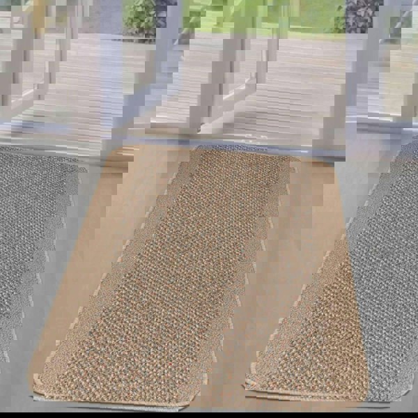 Machine Washable Designer Mats | Bordered Beige | The Rugs