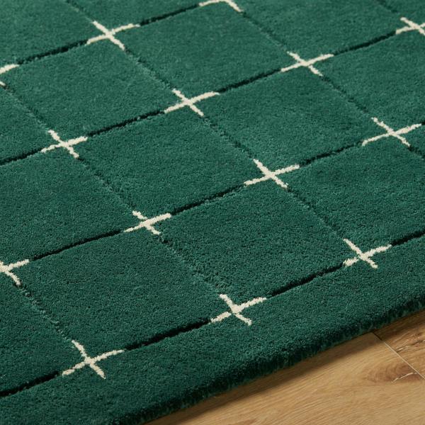 Livabliss Brook-Hand Tufted Green Beige Wool Modern Fringe Rug