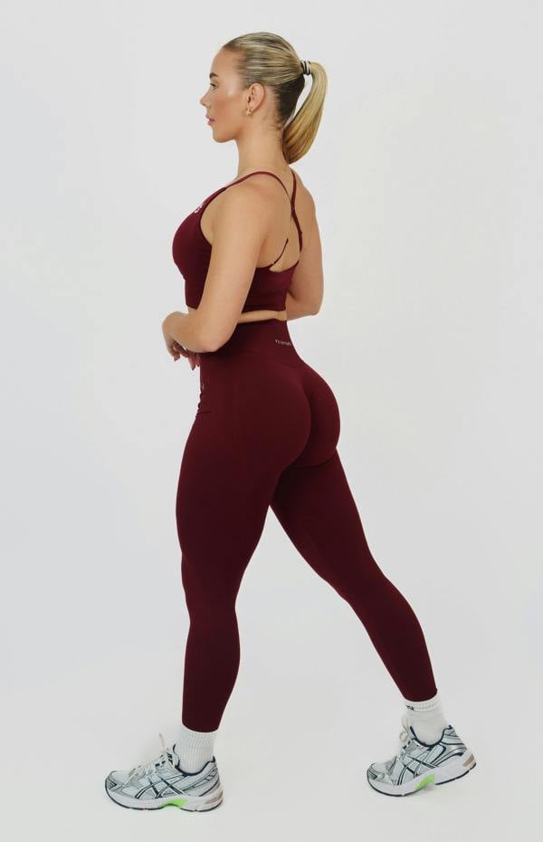 V3 Apparel Tempo Seamless Scrunch Leggings & Multi-Way Sports Bra Set - Pomegranate Red