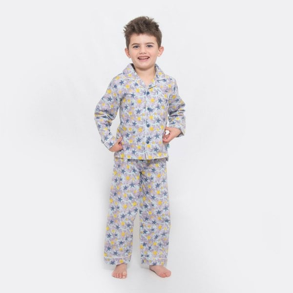 Luca and Rosa Shining Stars Print Boys Button Up Pyjamas