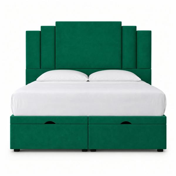 Great British Beds Nova Art Deco Divan Ottoman Bed - Green Plush