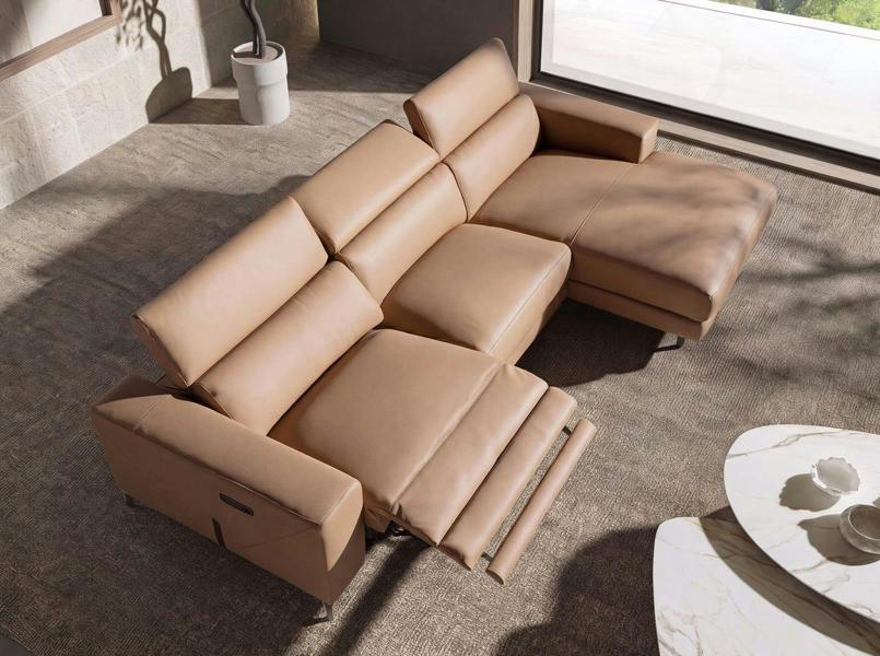 Angel Cerdá Brown leather chaise longue recliner sofa 6287/6286