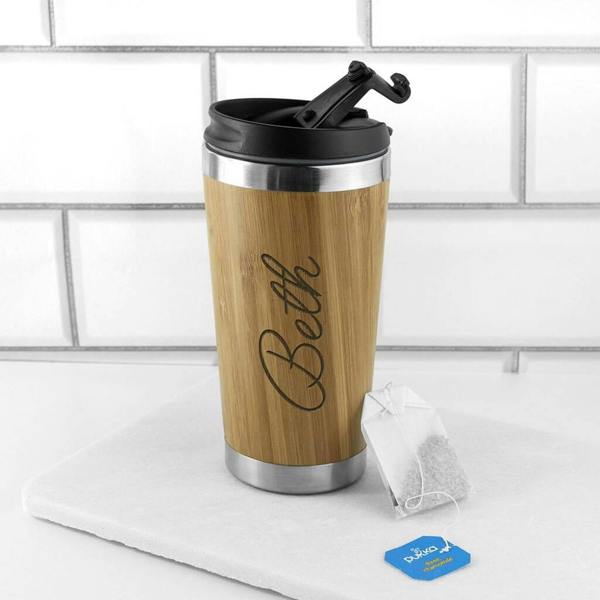 Personalised Bamboo Travel Mug - alternative angle