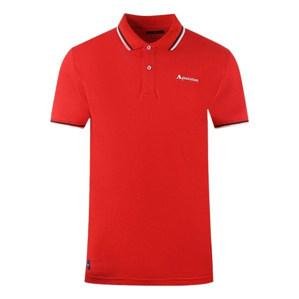 Aquascutum Twin Tipped Collar Brand Logo Polo Shirt - Red