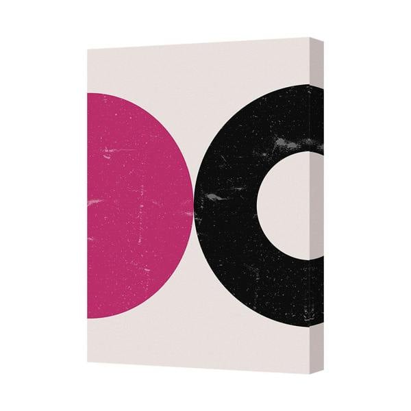 Benjamin Tate Design Abstract Circle Art Canvas Print Pink Magenta And Black Modern Wall Decor