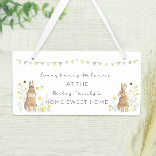 Personalised Memento Company Personalised Spring Bunny Wooden Sign