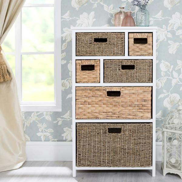 Tetbury 6 Drawer White Storage Unit with Baskets Assembled