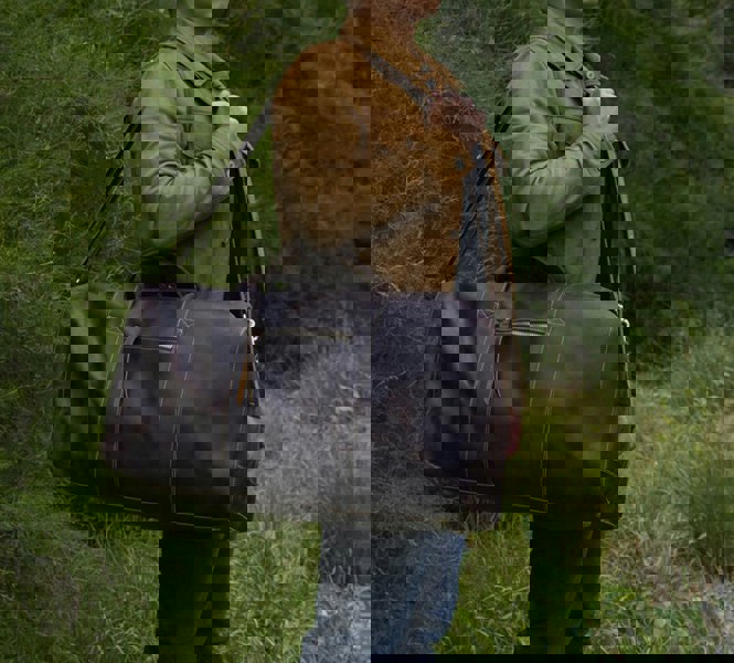 Touribag Genuine Leather Duffel Travel Bag - Vintage Brown