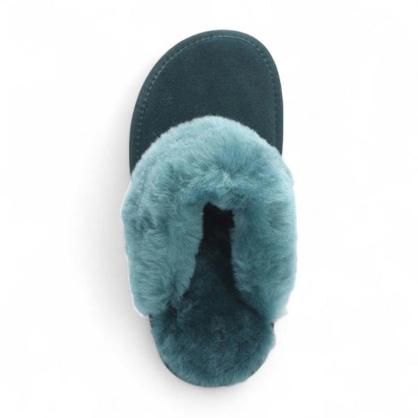 Infinity Leather Women's Genuine Sheepskin Green Suede Mule Winter Slippers - Luna