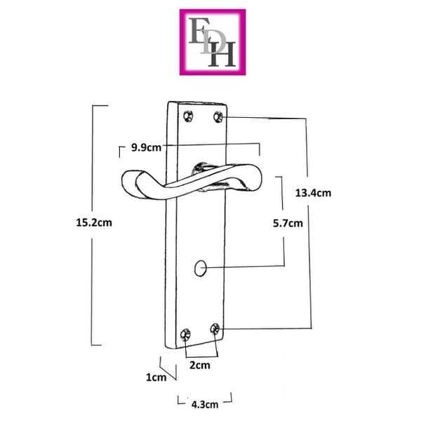 EDH Door Hardware Matt Black Modern Victorian Scroll Bathroom Door Handles and Bath Lock 1 Pair