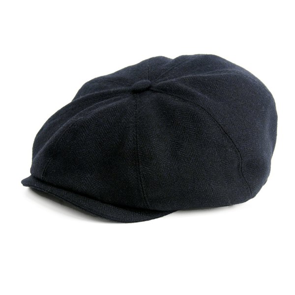 Gamble & Gunn Cromore - 8 Panel Pure Wool Black Herringbone Cap 