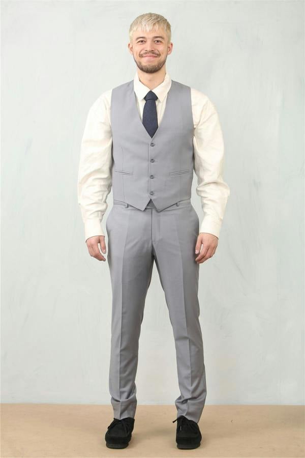 Infinity Leather Men's Grey 3 Piece Formal Classic Prom Suit Workwear