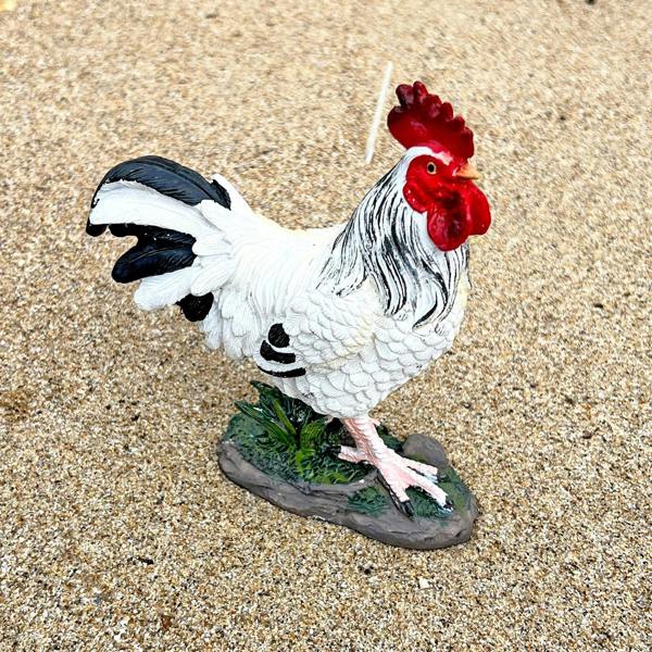 Farmwood White Cockerel Bird Garden Animal Ornament